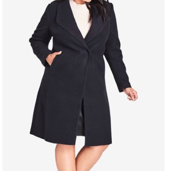 City Chic Simple Wrap Coat. Black Sz Small NWT. - Picture 1 of 6